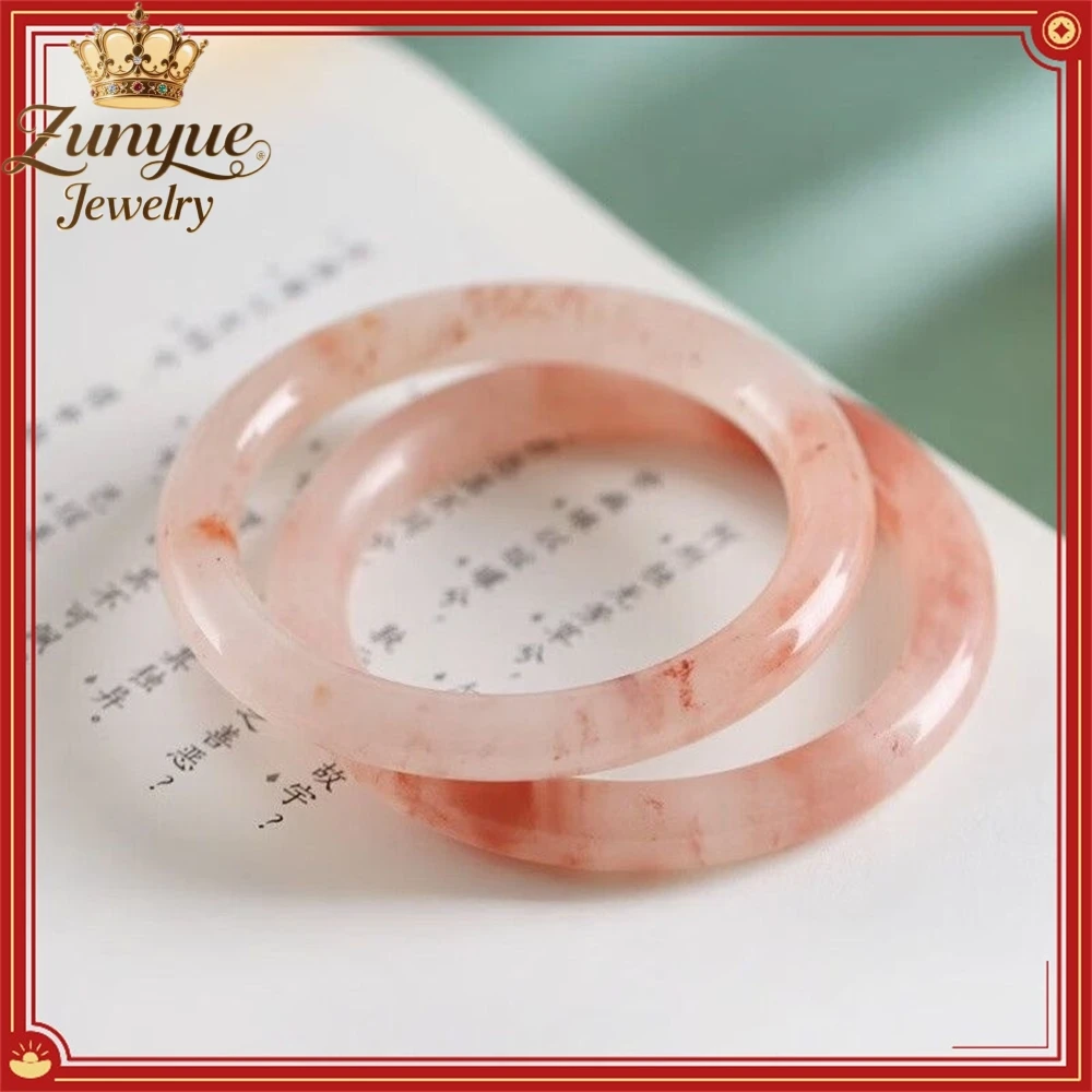 

Pink Peach Blossom Brewed Golden Thread Jade Round Bar Bracelet Luxury Quality Jewelry Fashion Jewelry Charms Exquisite Popular