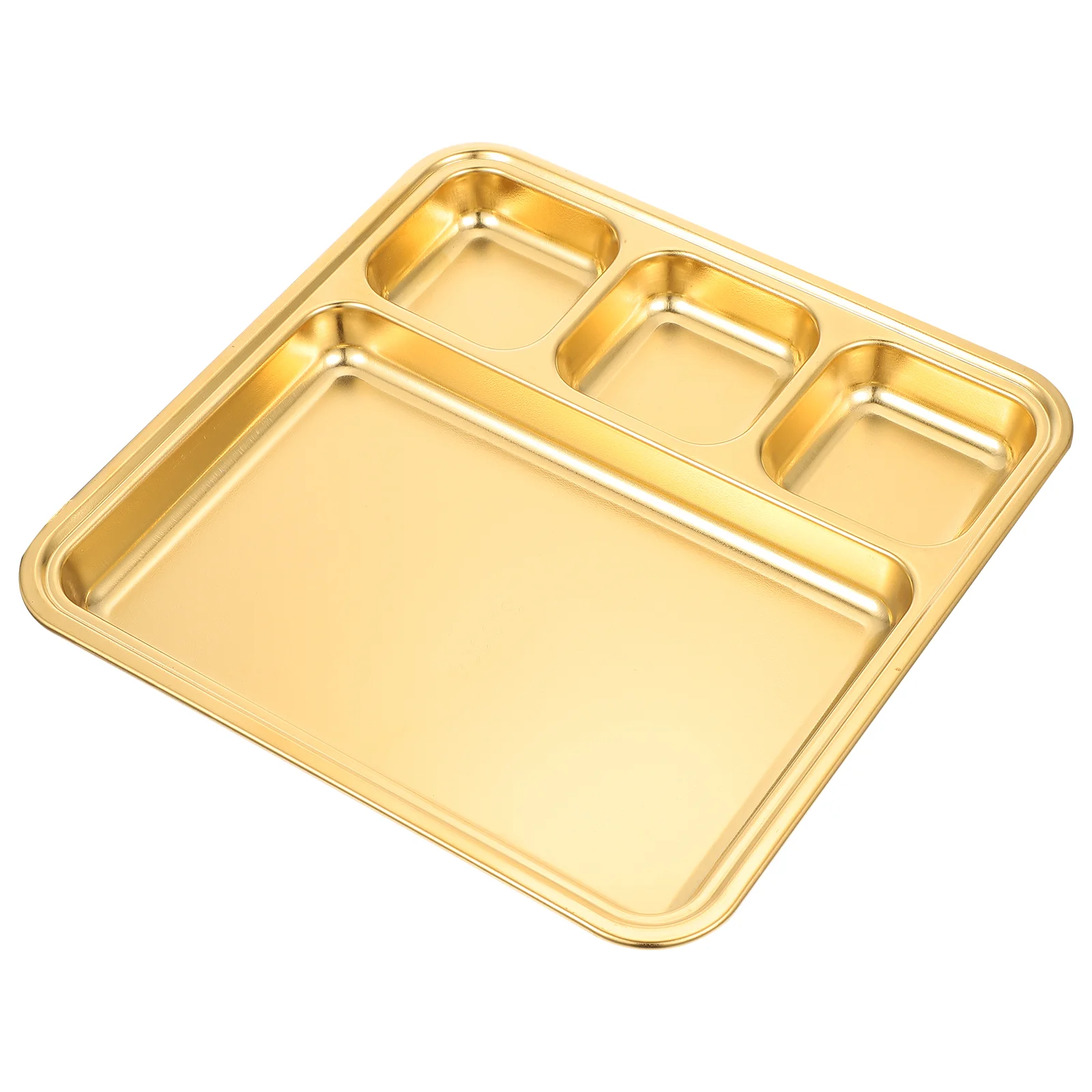 

Stainless Steel Grid Food Divided Plate Dinner Plates Dish Barbecue Household Tableware Breakfast Western Coffee Tray