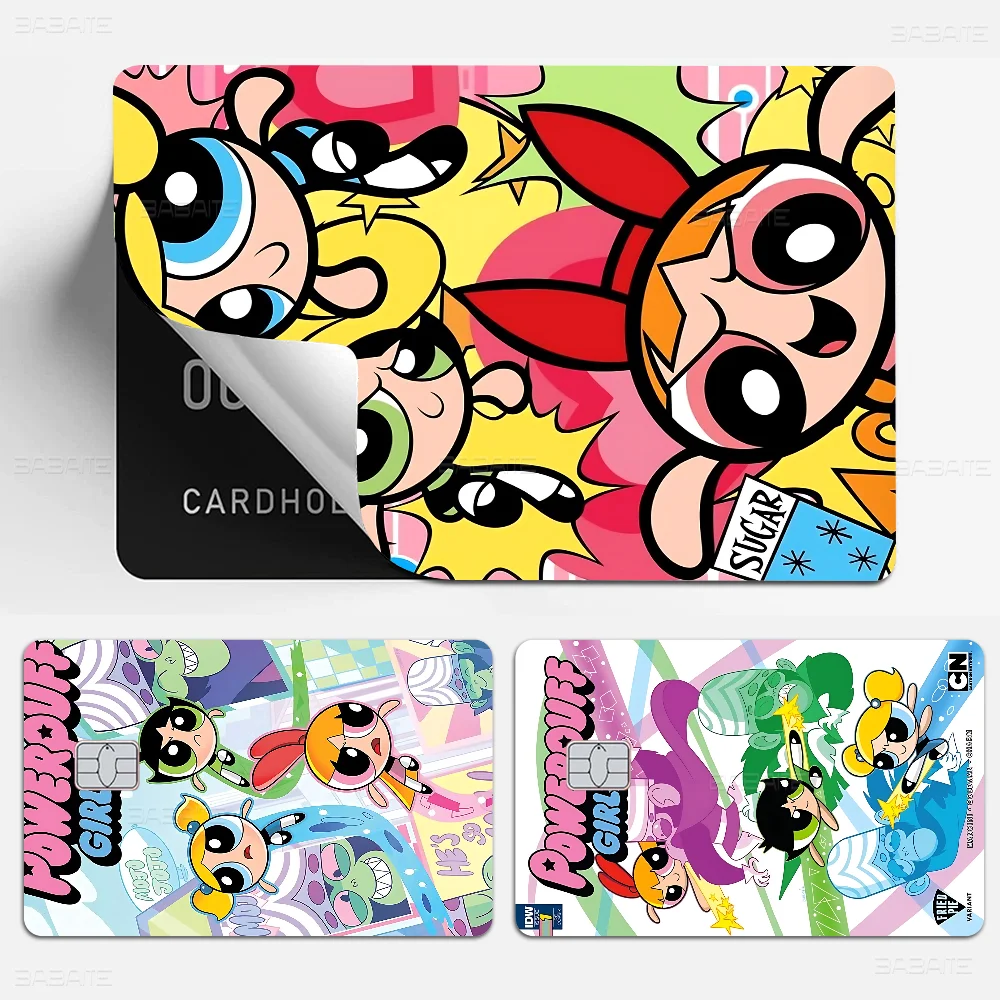 The Cartoon P-Powerpuffs Star Girls Various Anime Bank Credit Cards Bus Pass Stickers Decoration Stickers Collection Toys Gifts