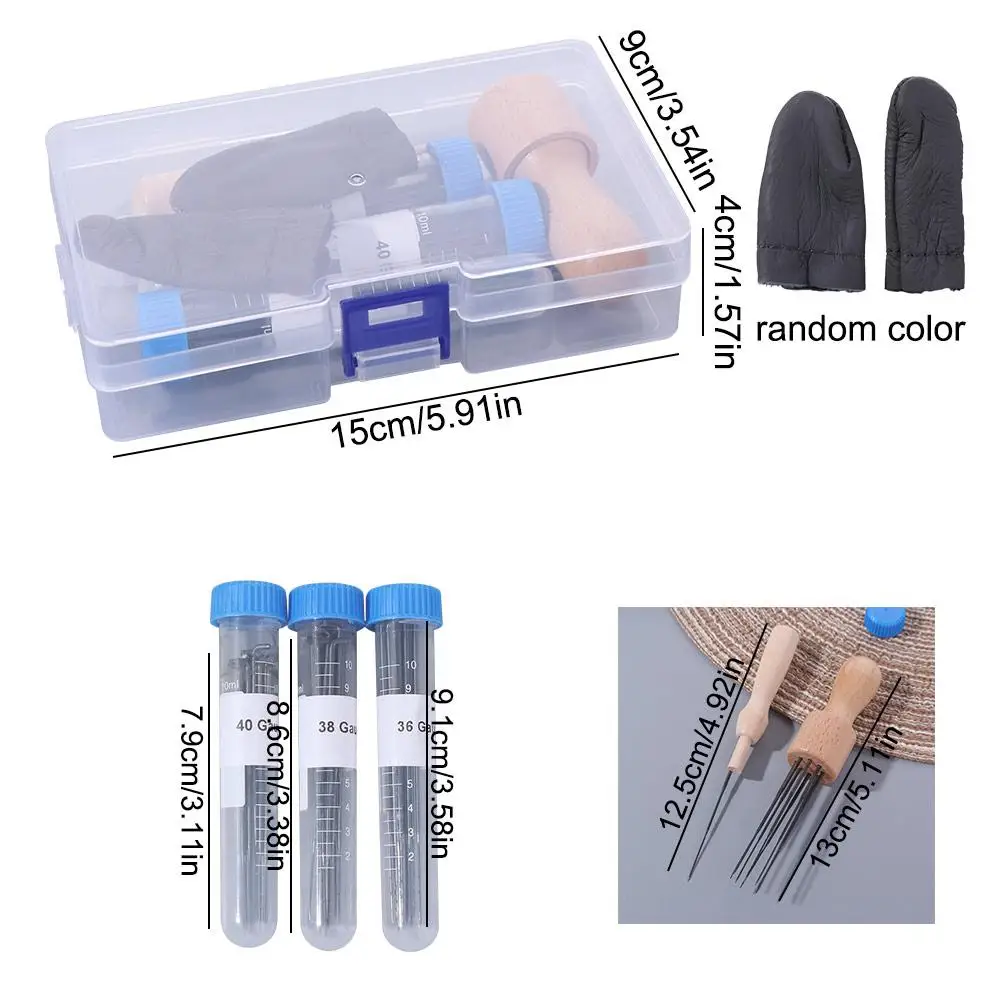 Kit De Agujas De Fieltro Con Mango De Madera De 39 Piezas | 10 Agujas De Cada Tamaño (Grueso, Medio, Fino) | Incluye Guantes Y Almohadilla | Manualidades De Lana Para Principiantes