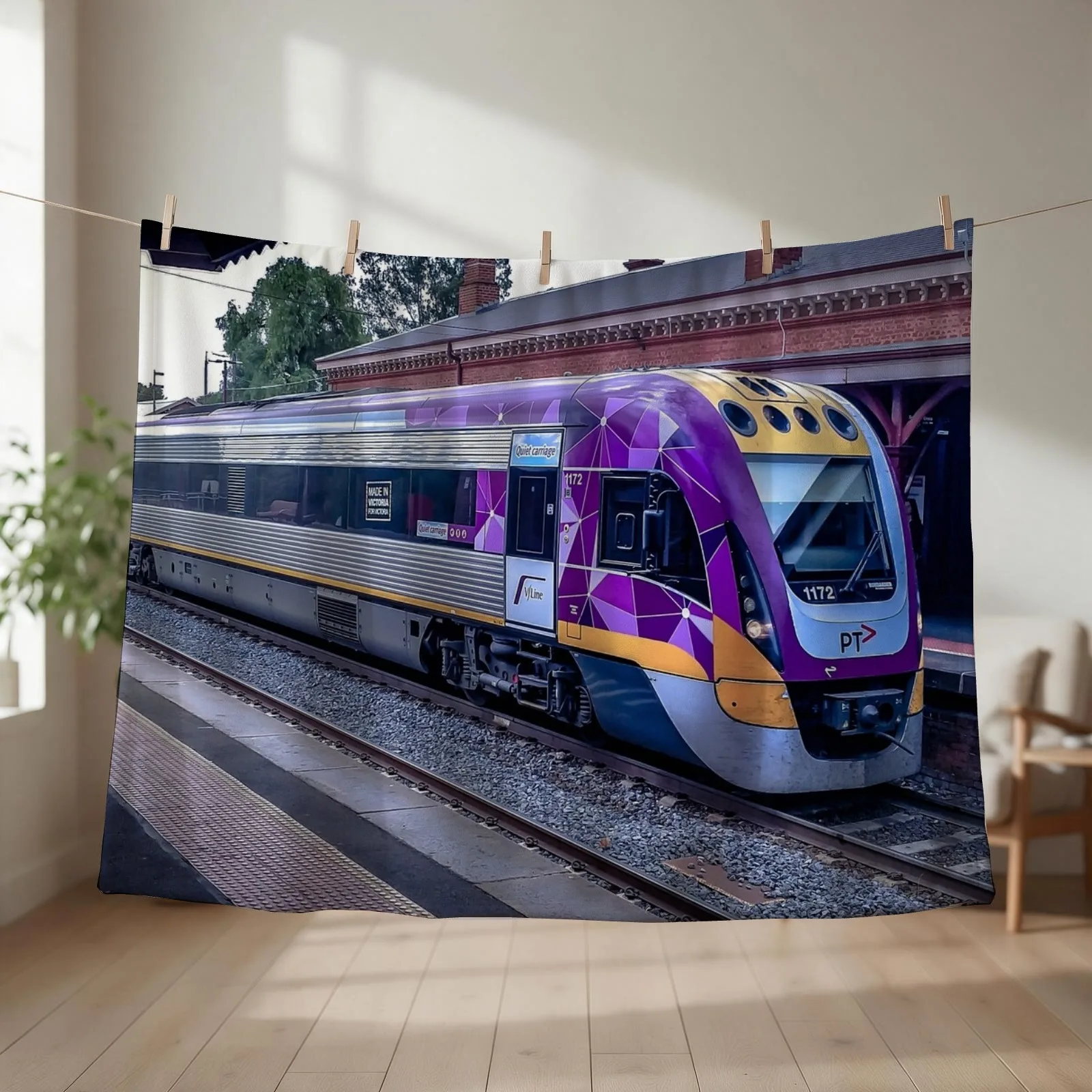 VLine Train at Castlemaine Station Throw Blanket Sleeping Bag Summer Travel decorative Blankets
