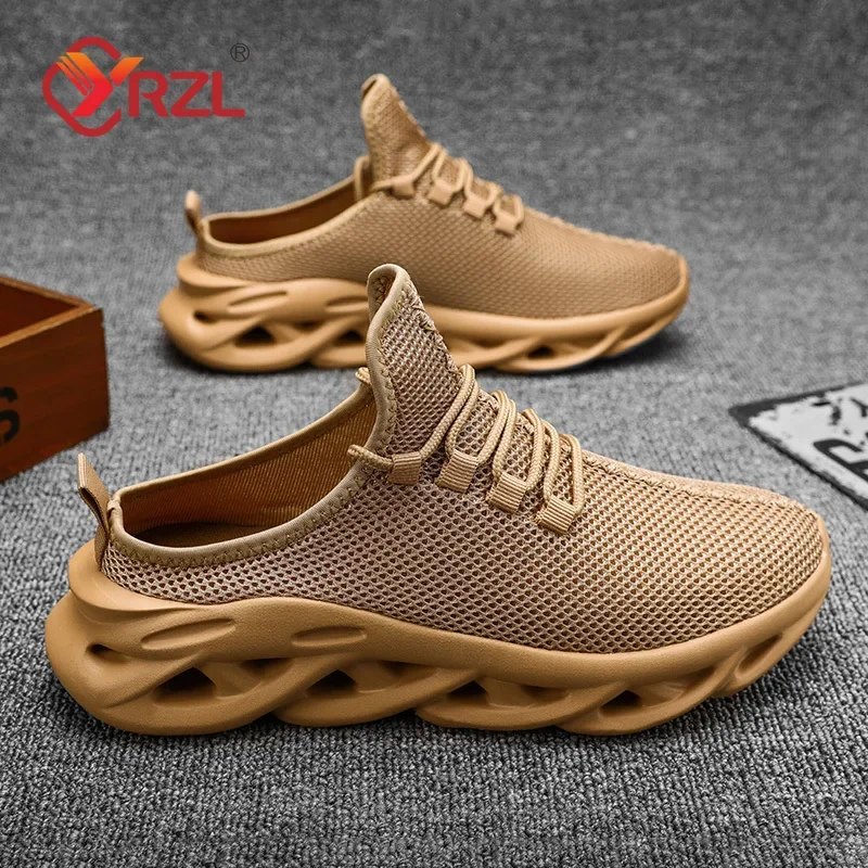 YRZL-Zapatillas deportivas transpirables para hombre, zapatos informales a la moda, ligeros, antideslizantes, con amortiguación para caminar al aire libre