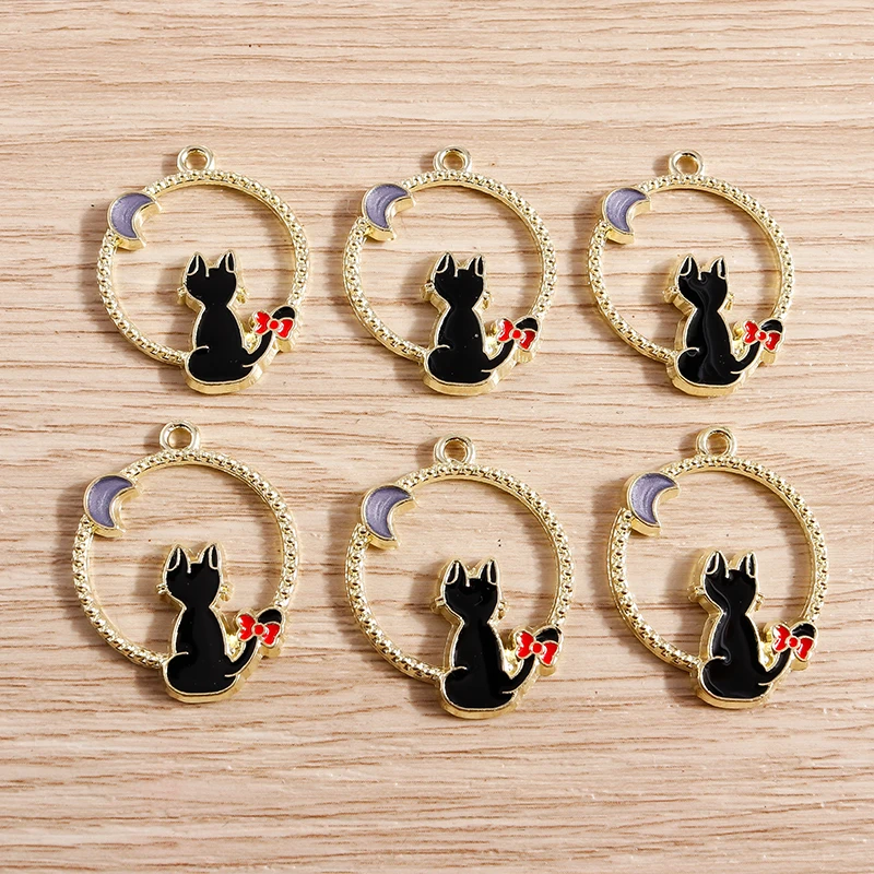 10pcs/lot Cartoon Enamel Animal Cat Charms for Women DIY Earrings Pendants Necklaces Handmade Bracelet Decoration Jewelry Making