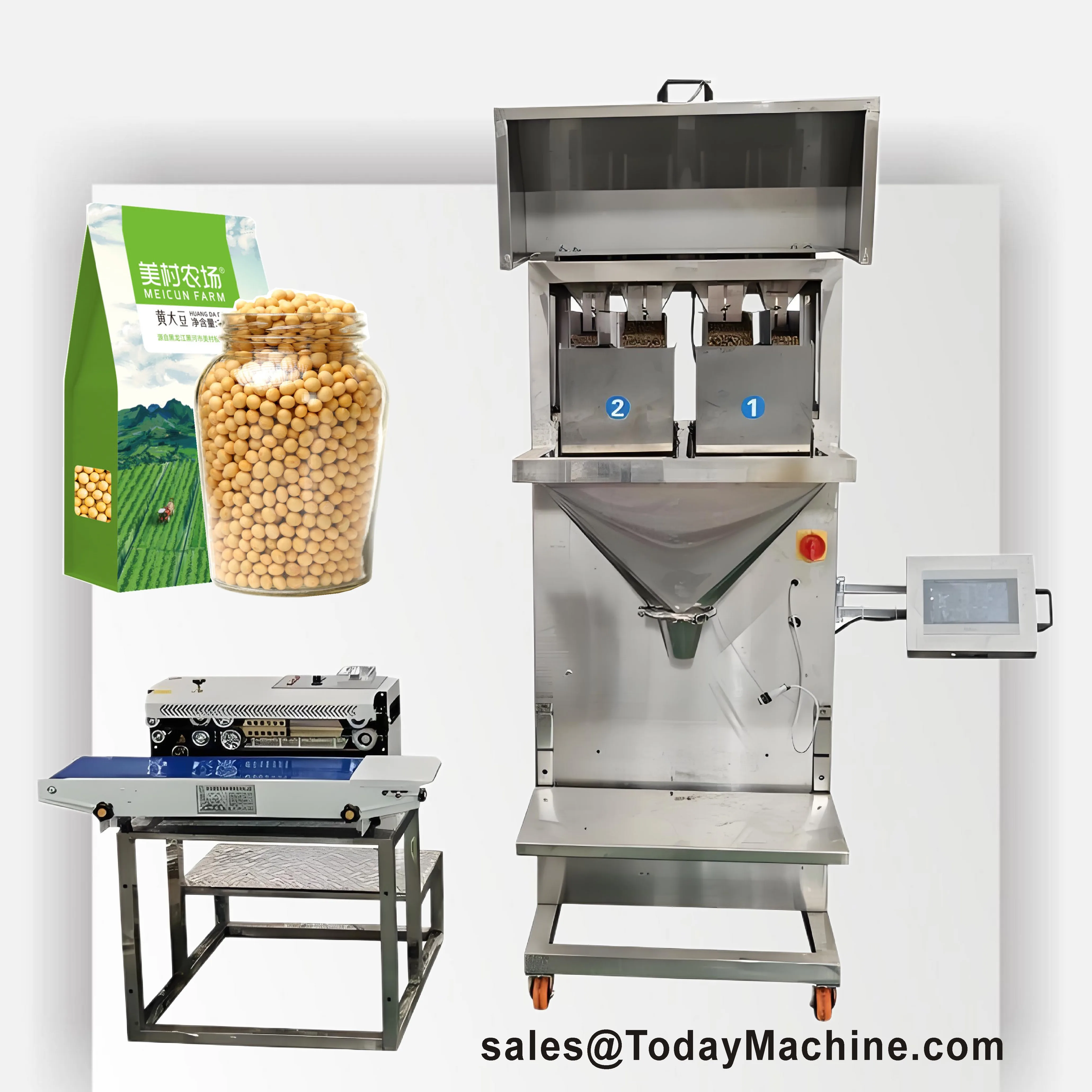 Full Automatic Linear Weigher Single Head Weighing Filling Sugar Small Candy Salt Peanuts Packaging Machine