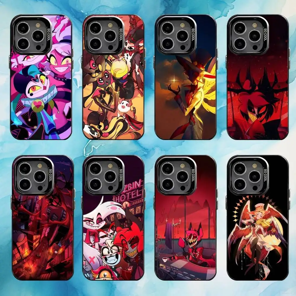 

Cartoon H-Hazbi H-Hotel Phone Case For iPhone17,16,15,14,13,12,11 Plus,Pro Max Black Candy silver phone case