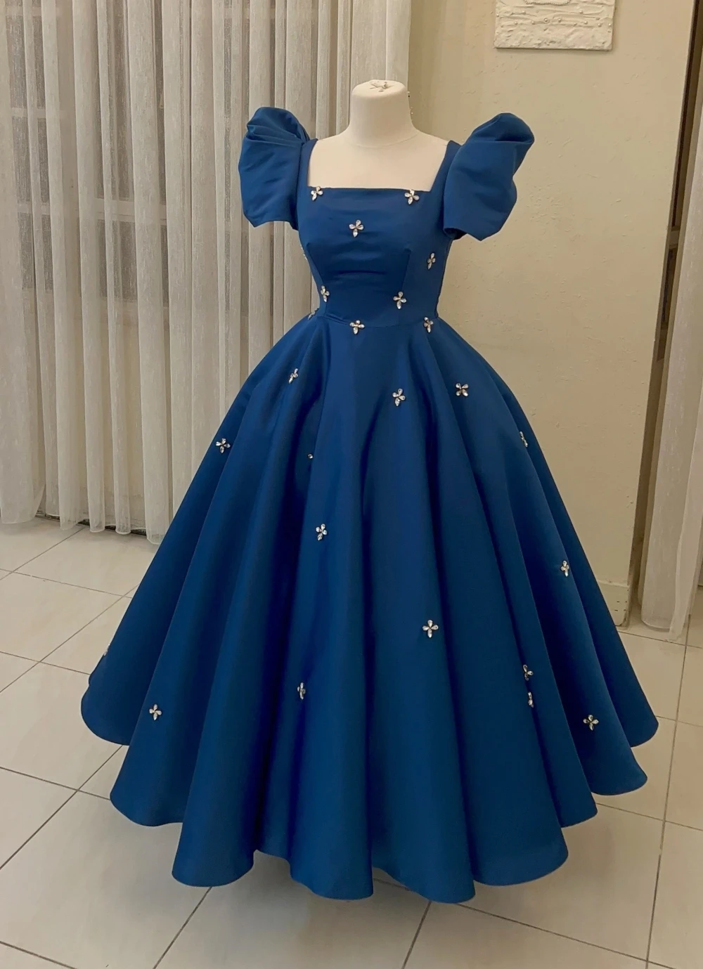 Customized Prom Retro Square Ball Gown Floor Length  Dresses Rhinestone Applique s Formal Occasion 	vestidos para mujer gala par