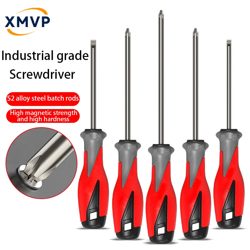 

Screwdriver industrial-grade set of cross, diagonal and flat-head strong magnetic screwdrivers, with super-hard screwdrivers and