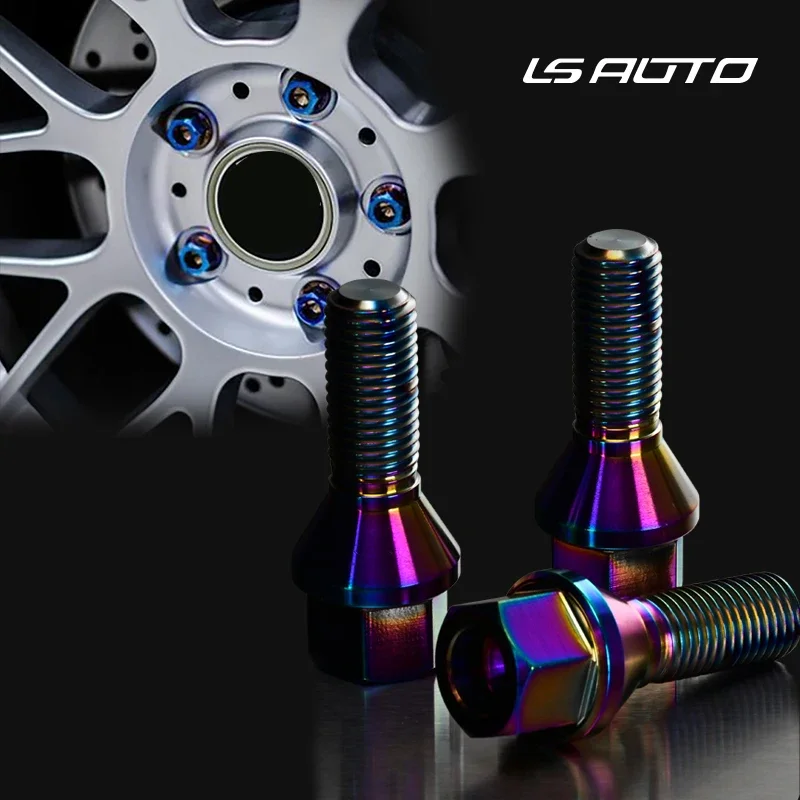 Pernos de aleación de titanio para coche, Perno de rueda de arco iris, Perno de rueda de titanio M12x1.5 para BMW de longitud estándar