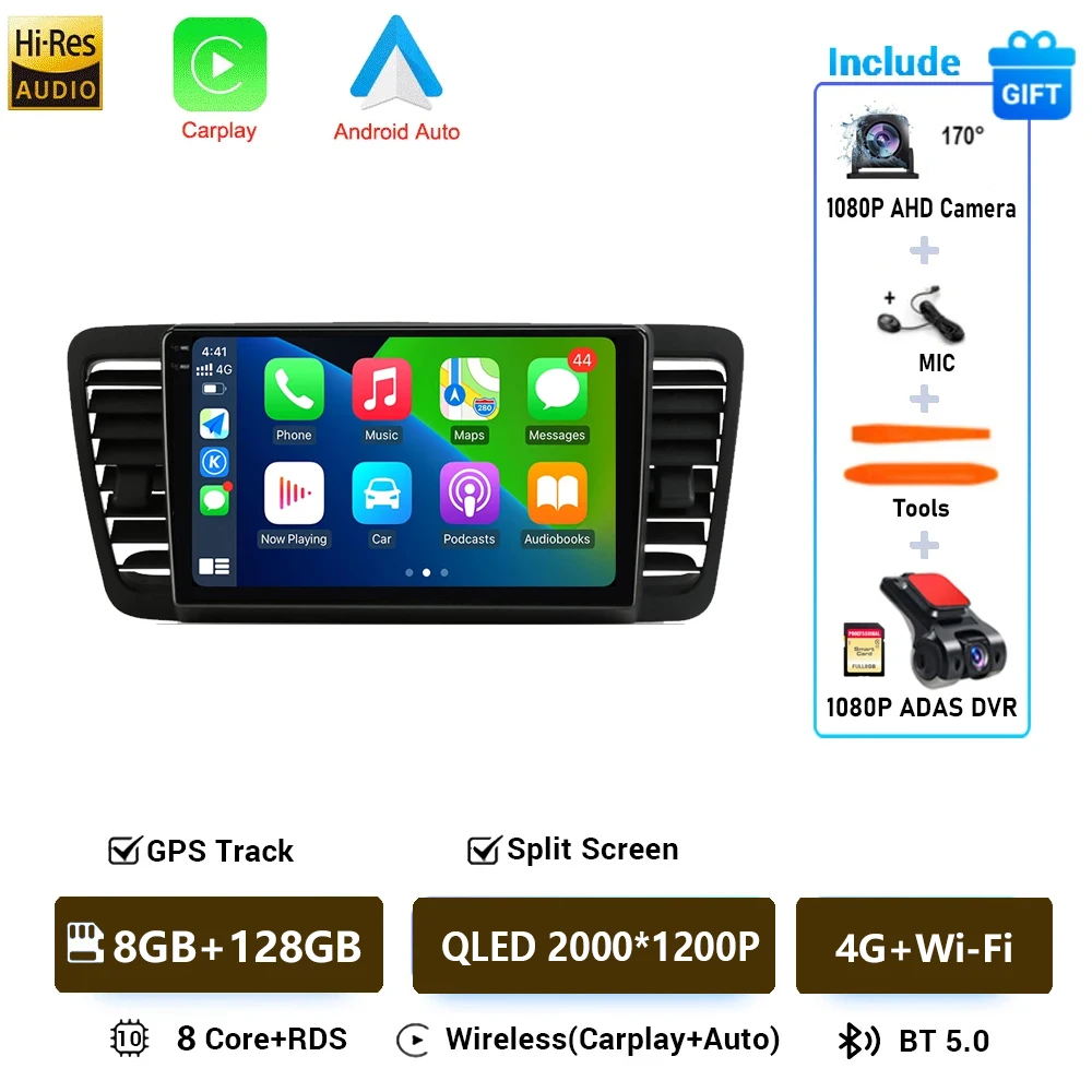 Android 16 Voor Subaru Outback 3 Legacy 4 2003-2009 LHD 2K QLED Android Autoradio Multimedia Video speler GPS Stereo CarPlay 4G