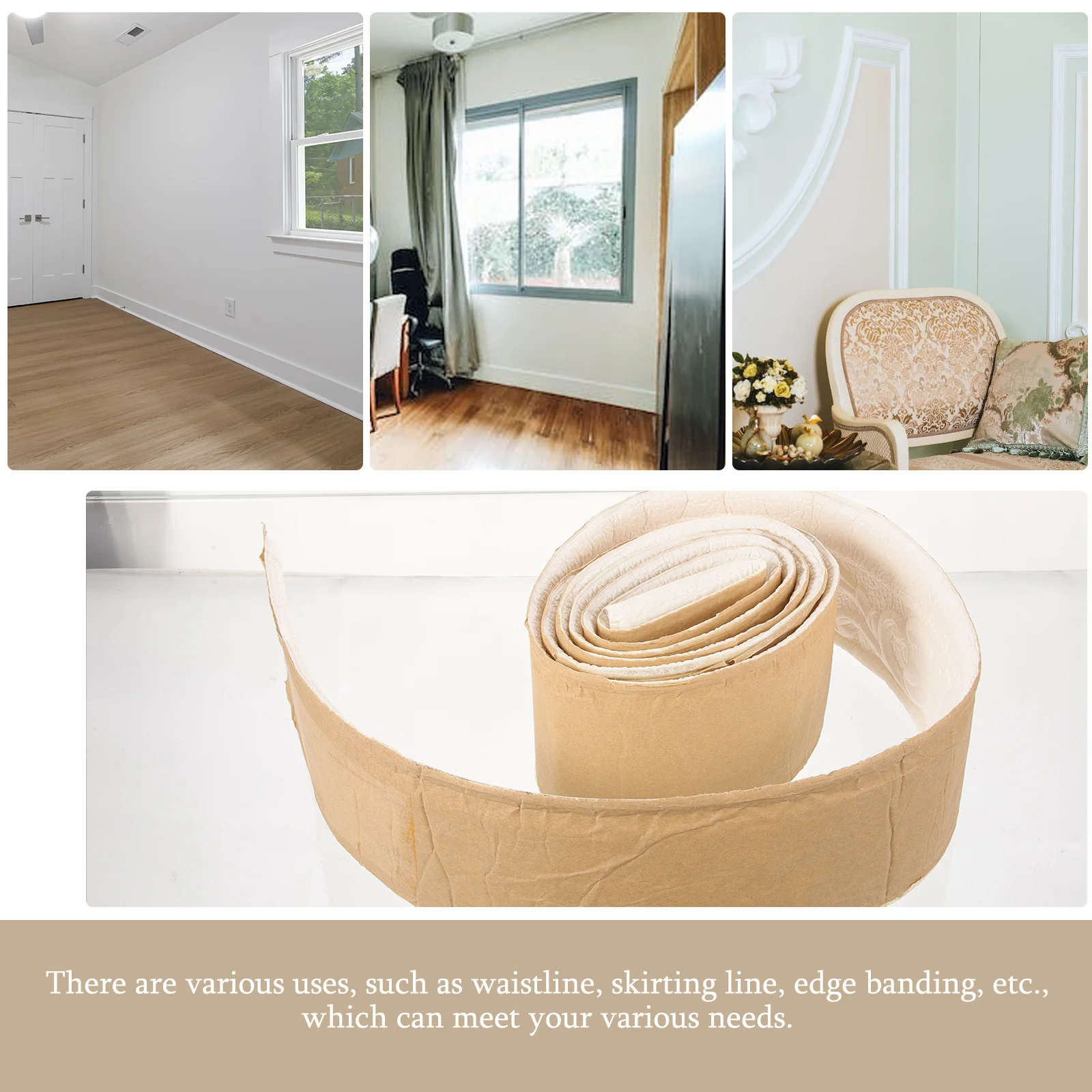 

1 Roll 3D Foam Self-Adhesive Wall Corner Molding Trim Durable Flexible Wall Edge Caulk Strip