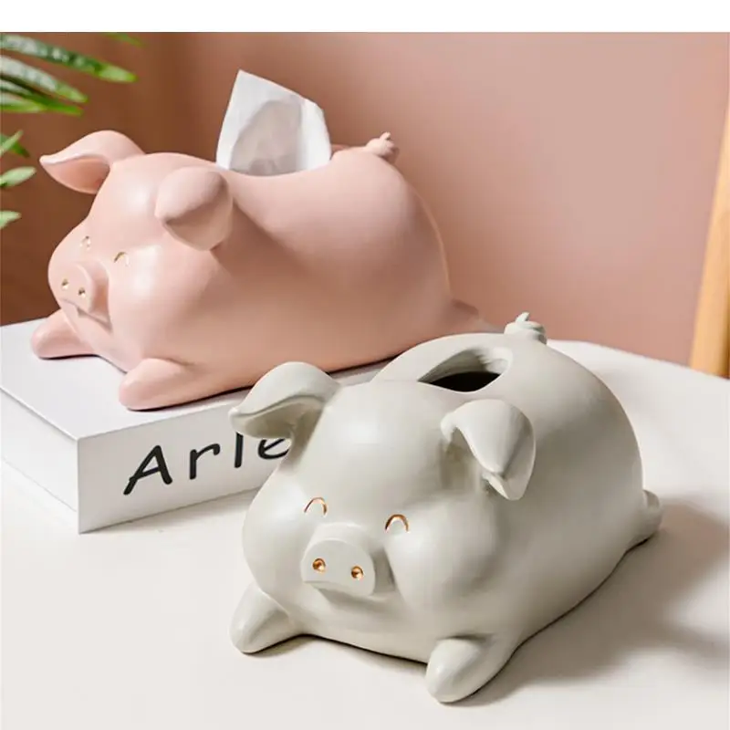 

Resin Animal Tissue Box Pig Ornaments Tissue Storage Boxes Decorative Tissue Holder Napkin Paper Box Storage Decorations Crafts