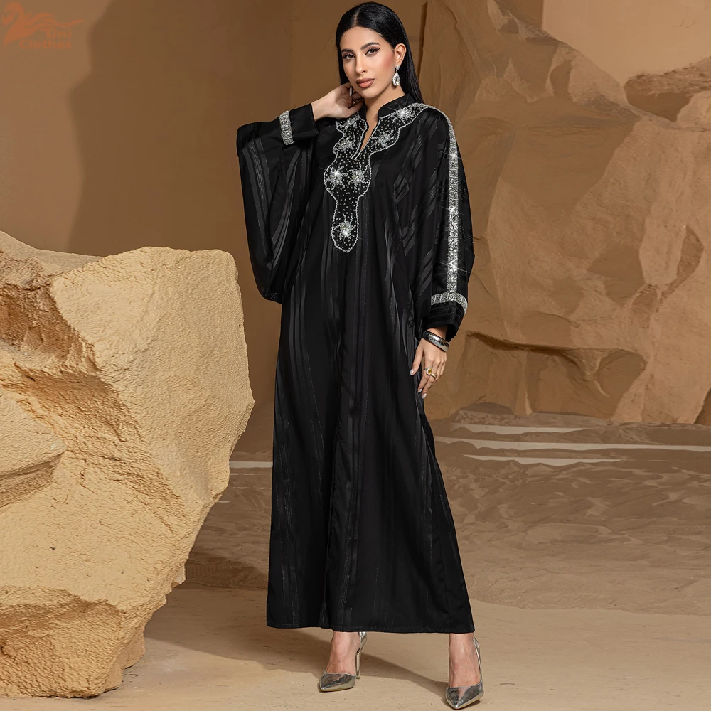 Eid Maroc Jalabiya caftan luxe dubaï perles Abaya femmes Robe de soirée musulmane Ramadan Islam Jalabiya Caftan Femme Robe