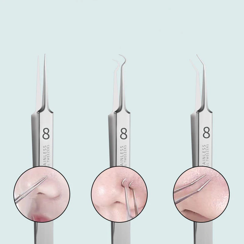 Ultra-fine No. 8 Cell Pimples Blackhead Clip Tweezers Beauty Face Health Salon Special Blackhead Remover Acne Needle Tool