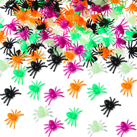 50/100 Pce Halloween Small Multicolor Spiders Haunted House Halloween Spider Web Cobwebs Decoration Simulation Spider Tricky Toy