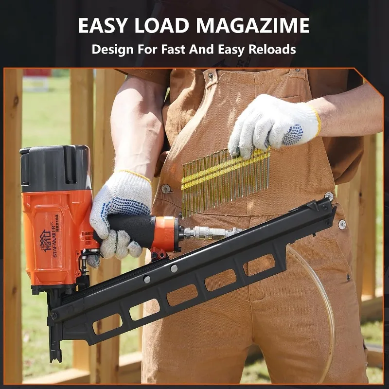 أداة إطارات عالية السرعة، مسدس أظافر بتأطير هوائي 21 درجة، إطار كامل الرأس من البلاستيك المطلي بطول 2 بوصة حتى 3-1/4 بوصة #5