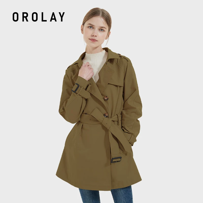 

Orolay Women's Mid-length Double Breasted Trench Coat with Belt