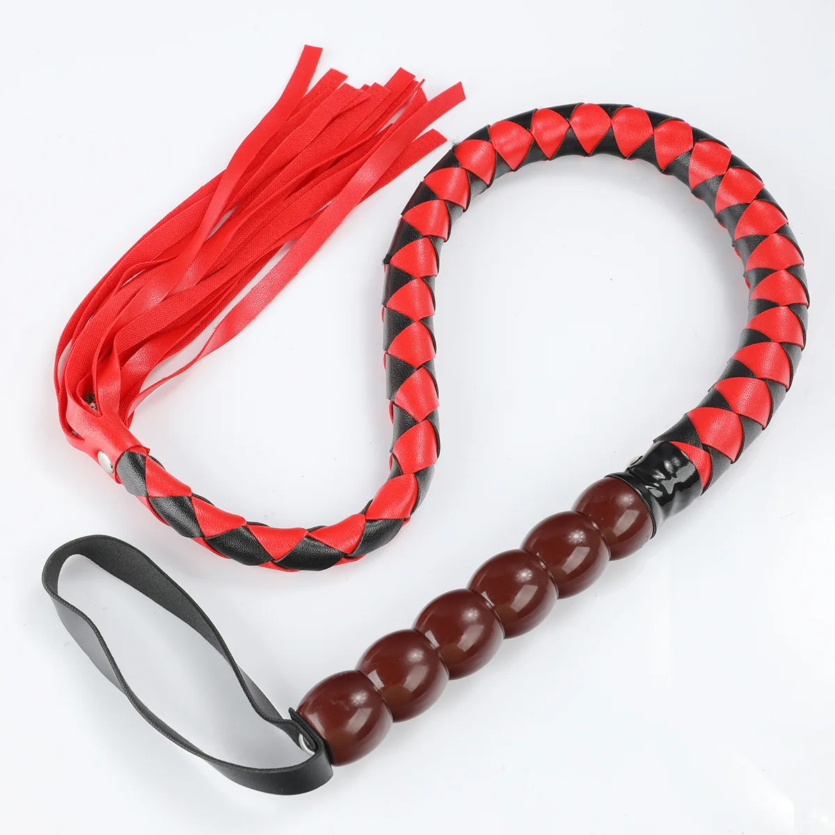 91CM PU Leather Horse Whip,Comfortable Gourd shaped Handle Flogger Equestrian Whips Teaching Training Riding Whips