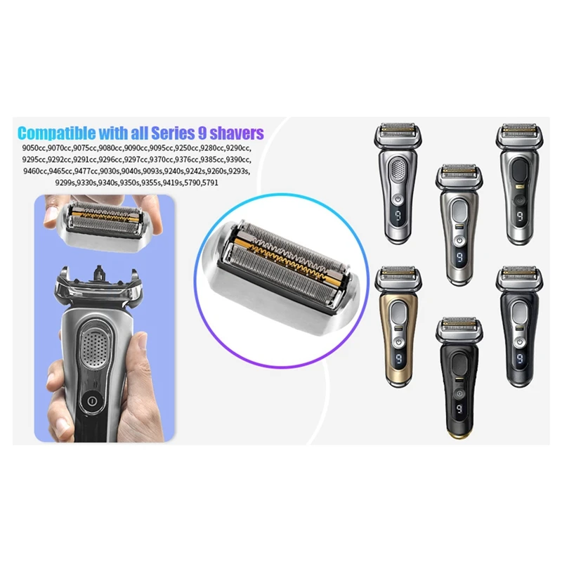 Cabeça de barbear de substituição para Braun 9 Series, Shaver Foil com escova, 9040S, 9080Cc, 9093S, 9095Cc, 9240S, 9242S, 9260S