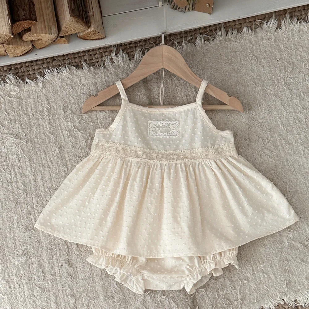 Baby Clothing Sets 9M-3Y Girls Sleeveless Suit Lace Halter Tops And Shorts Sets Infant Toddler Outfits 2PCS