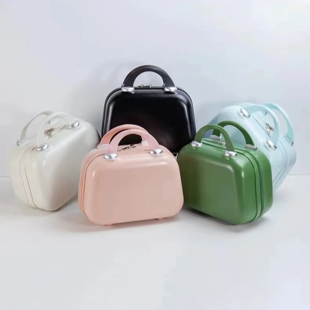 Portable ABS Small Makeup Box Zipper With Handle Kids Luggage Box PC Mini Storage Bag