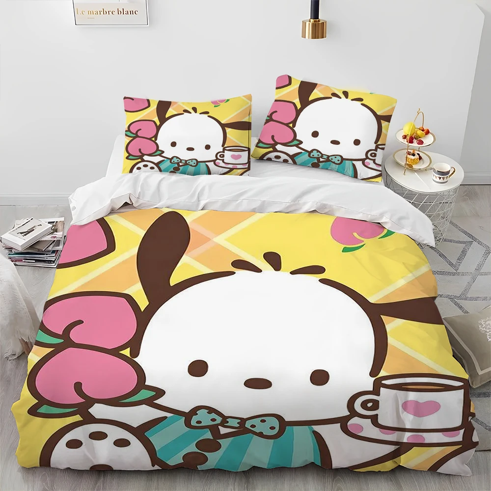 

23-стиль Pochacco, мультяшная собака Sanrio, 3D пододеяльник, комплект постельного белья, пододеяльник, наволочка, комплект постельного белья Queen для взрослых