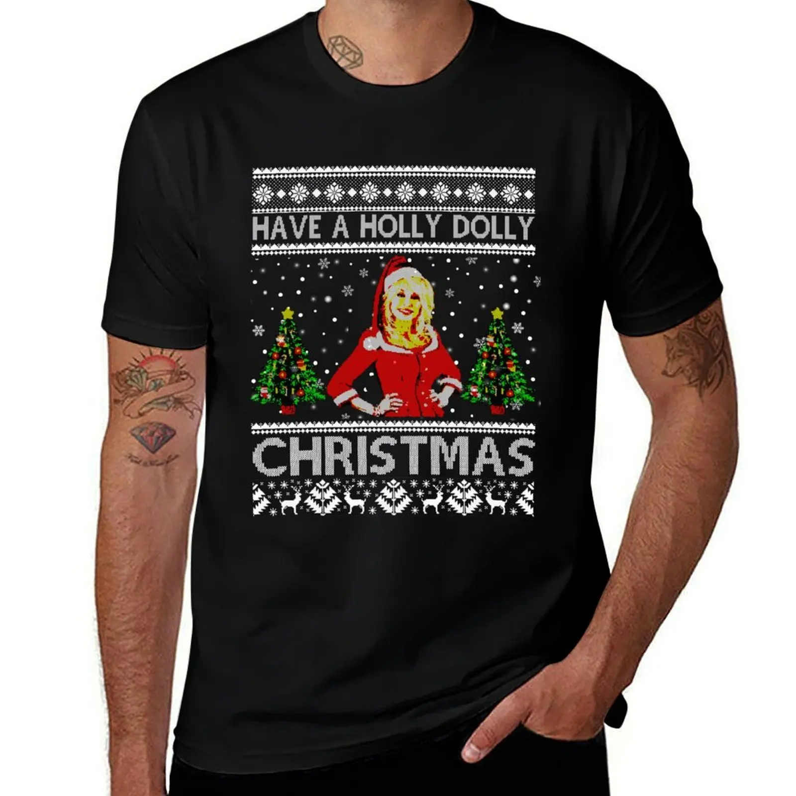 

Retro Have a Holly Dolly Christmas Love Parton Music Arts T-Shirt Simple Print Design T-Shirt