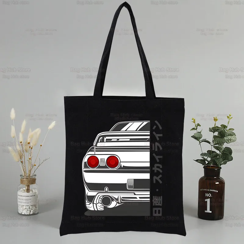 Anime Drift AE86 Initial D Shopper Bag Canvas Tote Shoulder Bags JDM Manga Takumi Fujiwara Shopping Bag Black RedSuns Handbags