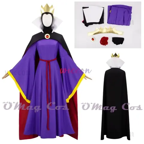 Snow Cos White Evil Queen Cosplay-kostym med krona Evil Queen-kostym Skurkig kvinna Cosplay-kostym Halloween-kostymer 6 best sales ond drottning kostym - №1