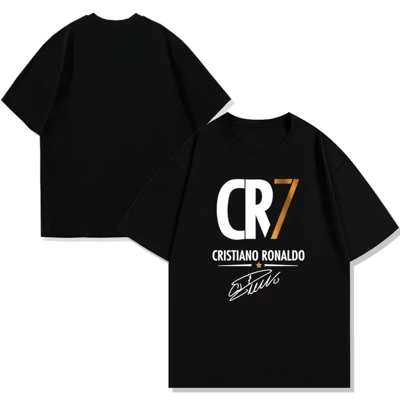 

2025 Summer Fashion Cristiano Ronaldo No. 7 signature cotton short-sleeved T-shirt for men and women casual sport top