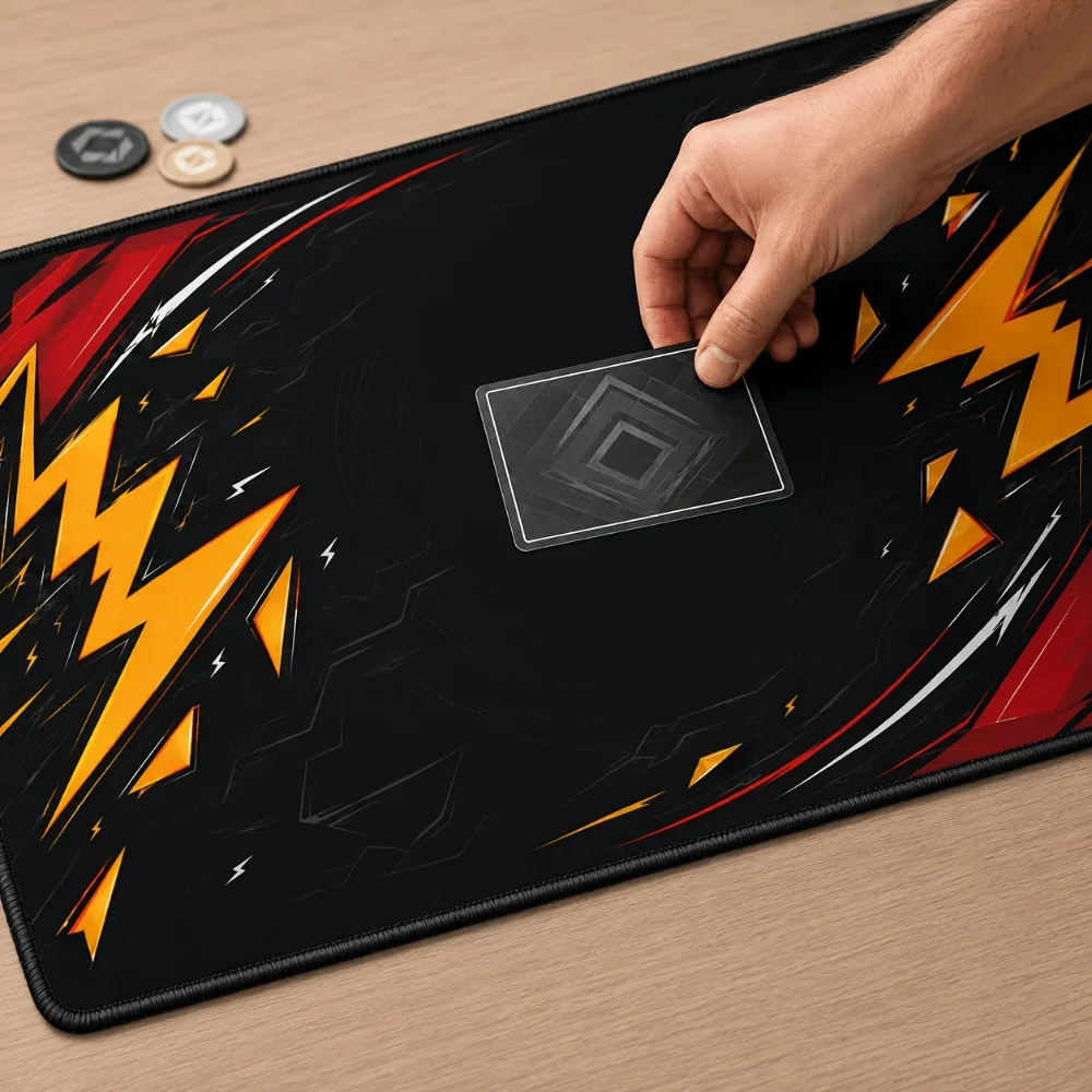 TCG game mat, with fringed edges, collectible card game mat - Black Lightning game mat, suitable for card collection games