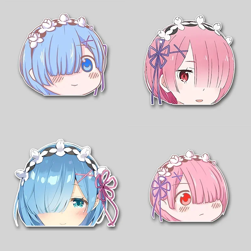 

Rem Ram Peeking Anime Sticker Car Accessories Vinyl Car Stickers - Waterproof Decals for Cars Trucks SUVs Window Bumper Laptop