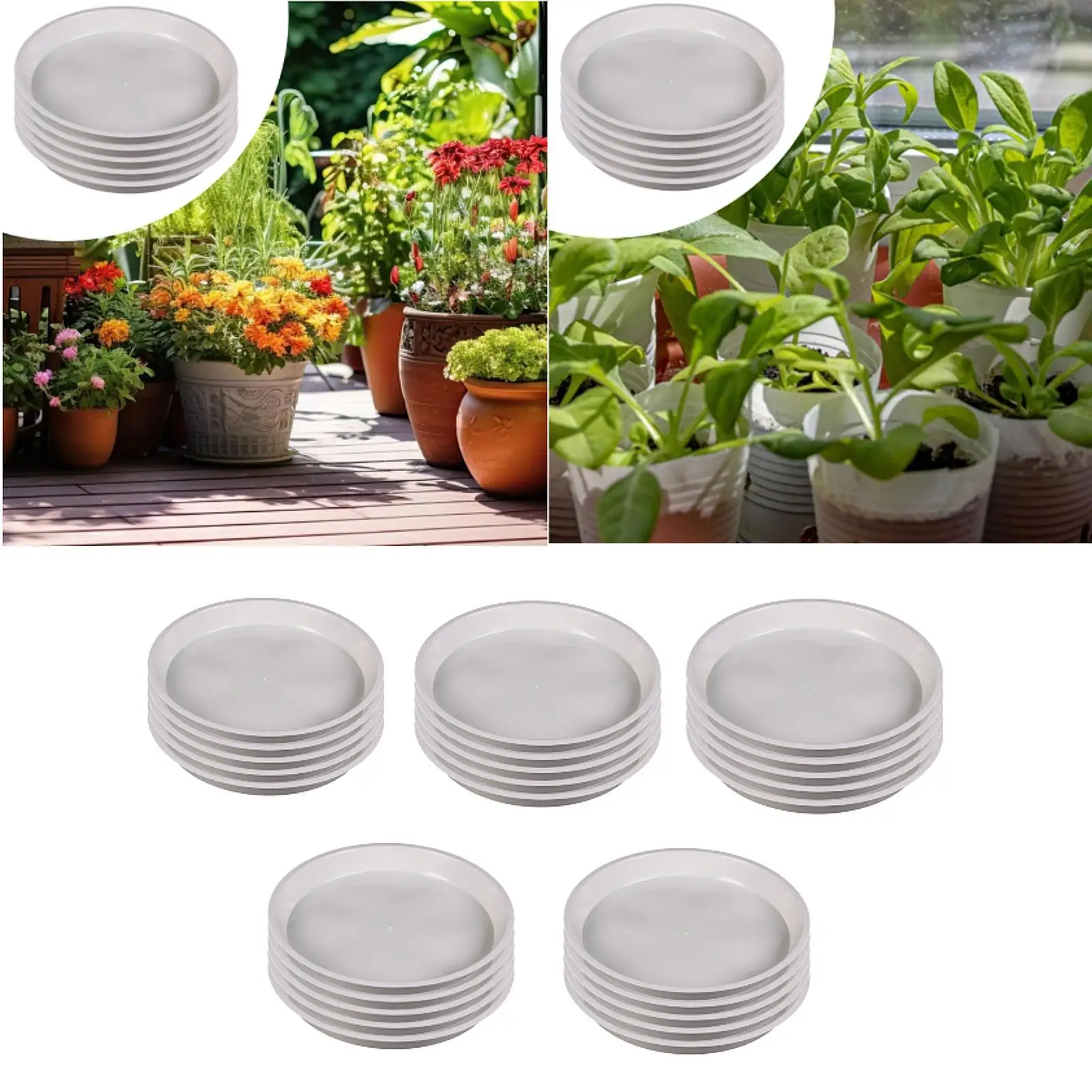 

Five Plant Saucers, Drip Trays for Flower Pots in Indoor And Outdoor Settings