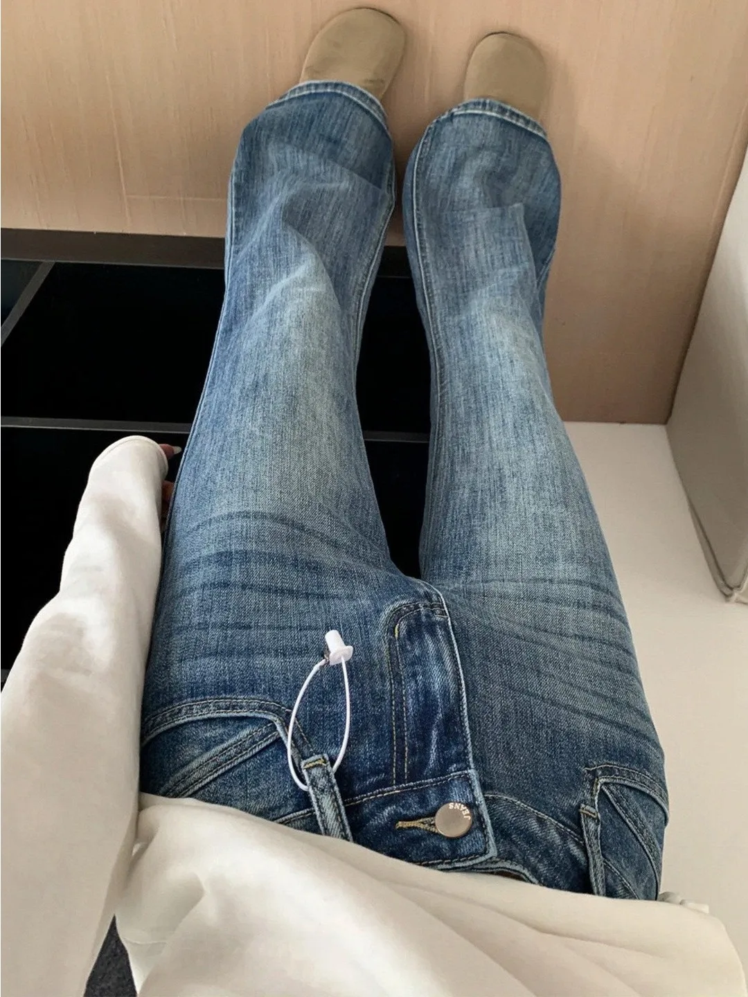 

High Waist Washed Bell Bottom Jeans Women's Spring New Elastic Slimming Pear Shape Not Legging Bell Pants Casual Commute Style