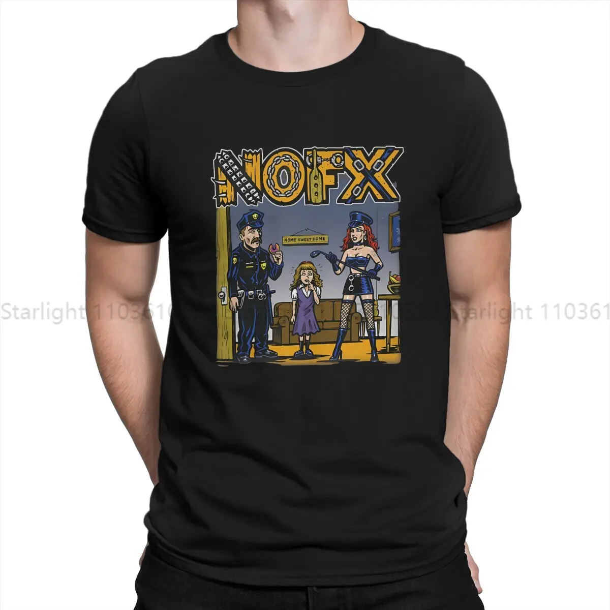 NOFX Creative TShirt for Men My Stepdad's A Cop And My Stepmom's A Domme Polyester T Shirt Birthday Gifts OutdoorWear