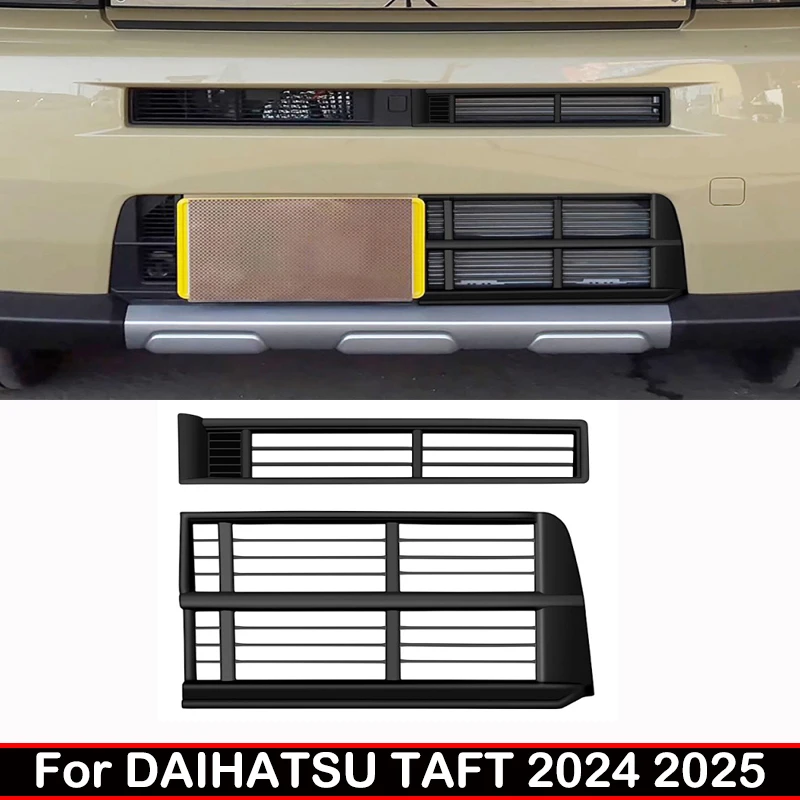 RHD For DAIHATSU TAFT 2024 2025 ABS matte black external Car Front Over Under Bumper middle mesh Grille Grill Strip Trim Cover