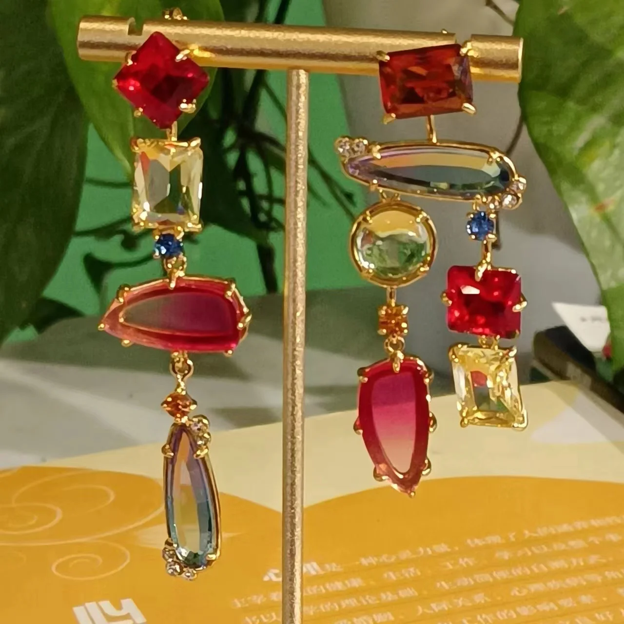 Bilincolor Geometric Square Transparent Colored Cube Water Drop Earrings for Women