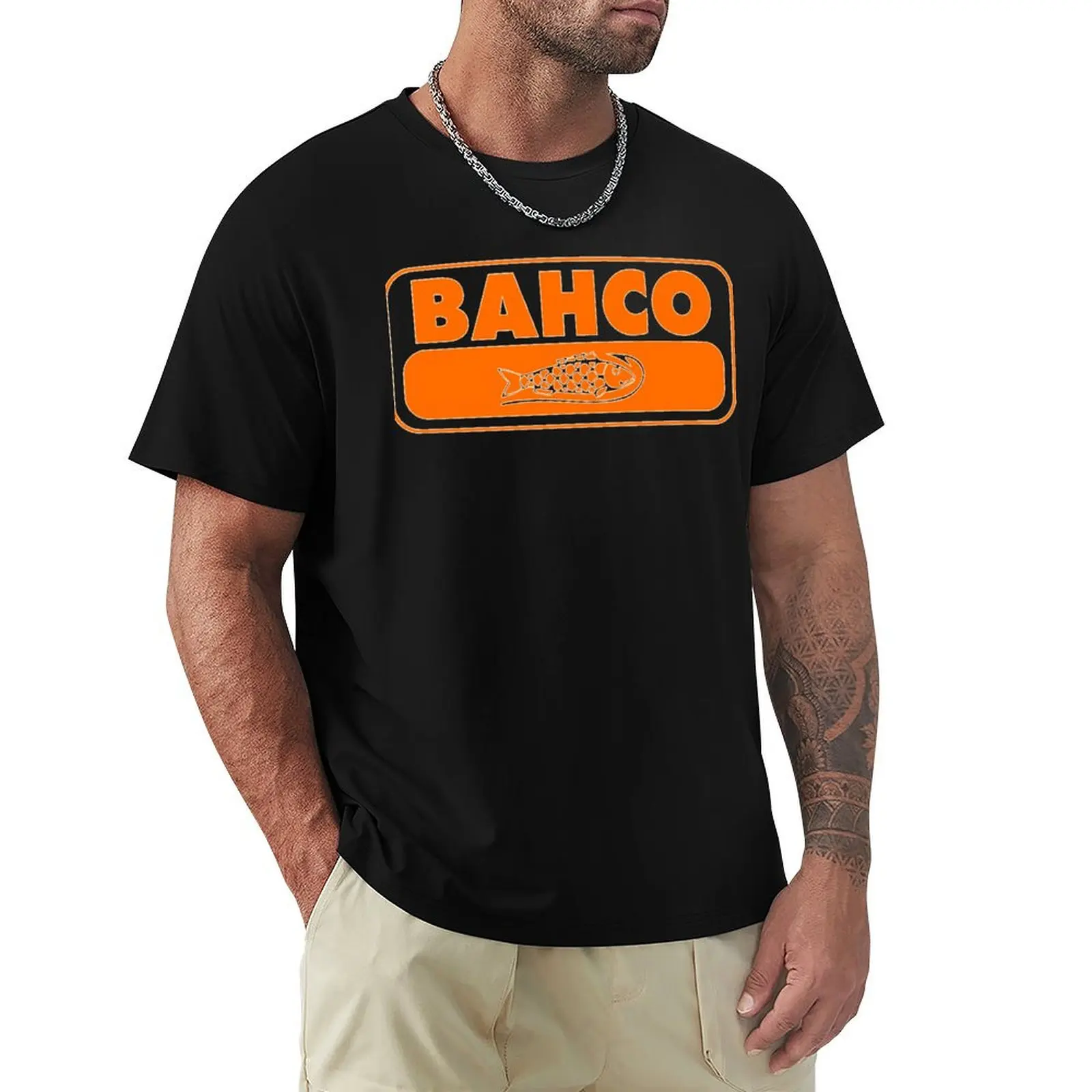 

Bahco Tools Orange Fish Logo design Classic T-Shirt All Weather Casual Short Sleeve