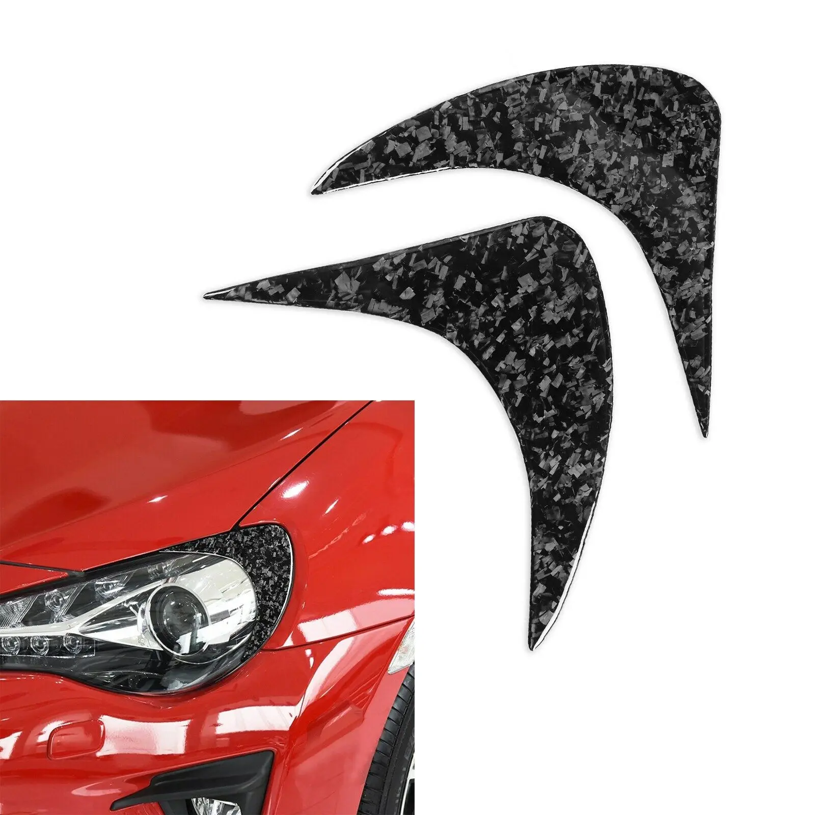 

2x Forged Carbon Fiber Headlight Eyelid Eyebrows Cover For TOYOTA 86 SUBARU BRZ