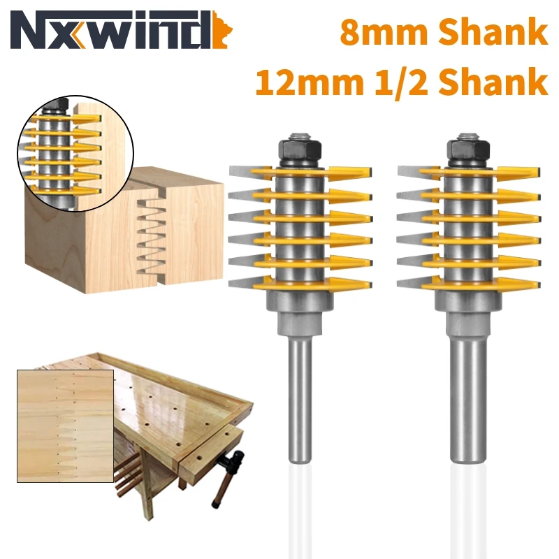 NXWIND 2 Teeth Adjustable Finger Joint Router Bit Woodworking Milling Cutter For Wood Bit Face Mill End Mill