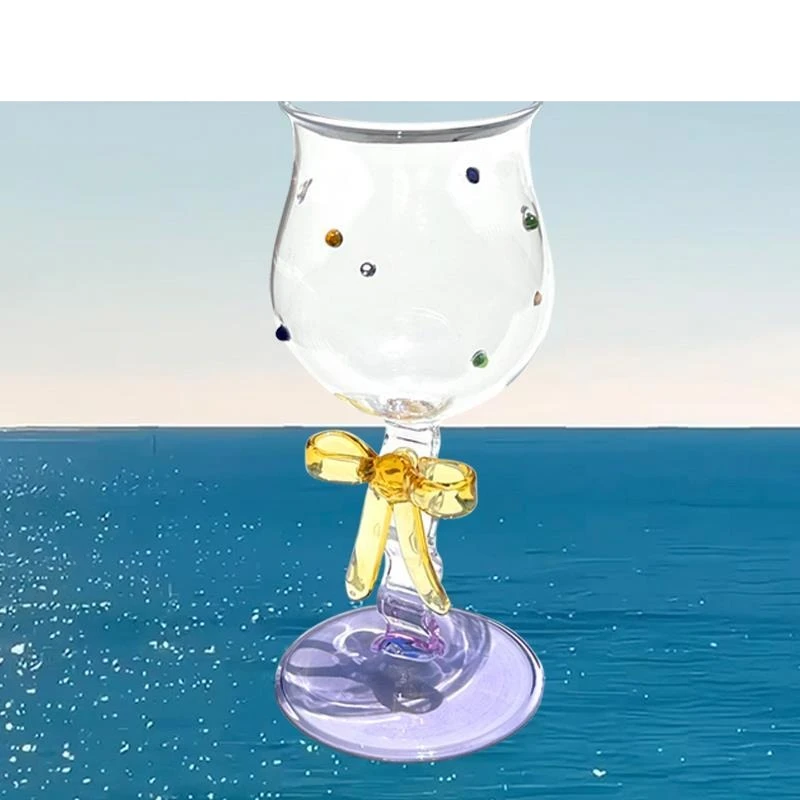 

Duoduo bow goblet cute creative glass wine glass girls gift ins