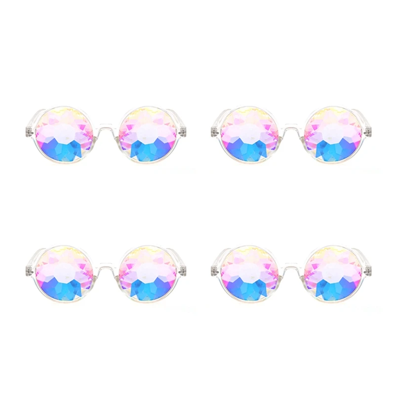 4X Kaleidoscope Glasses Rave Festival Party Sunglasses Diffracted Lens-Transparent