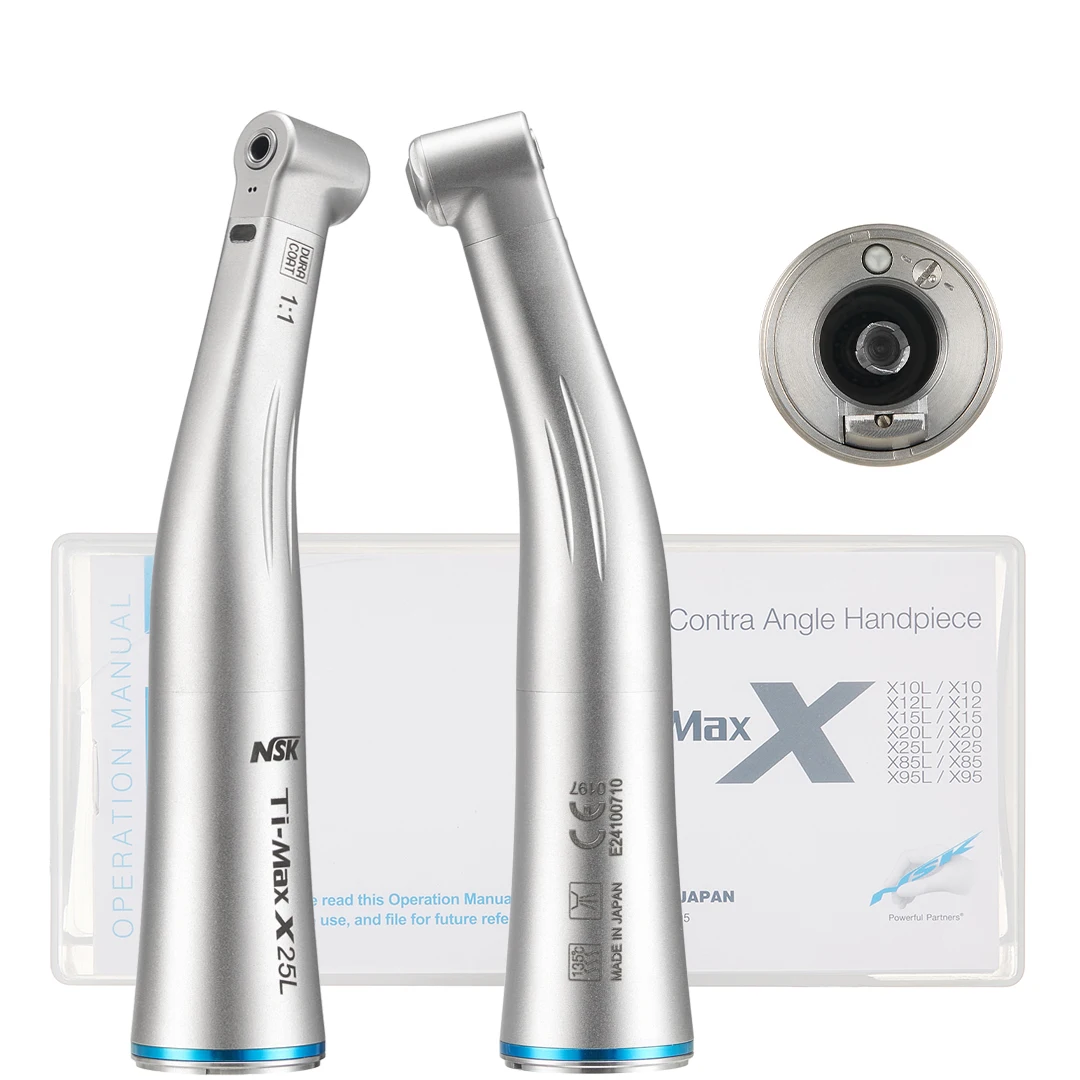 NSK Ti-MAX X25L Dental 1:1 Direct Drive Speed Fiber Optic Spray Air On/Off Switch Dentistry Low Speed Handpiece Fit E Type Motor