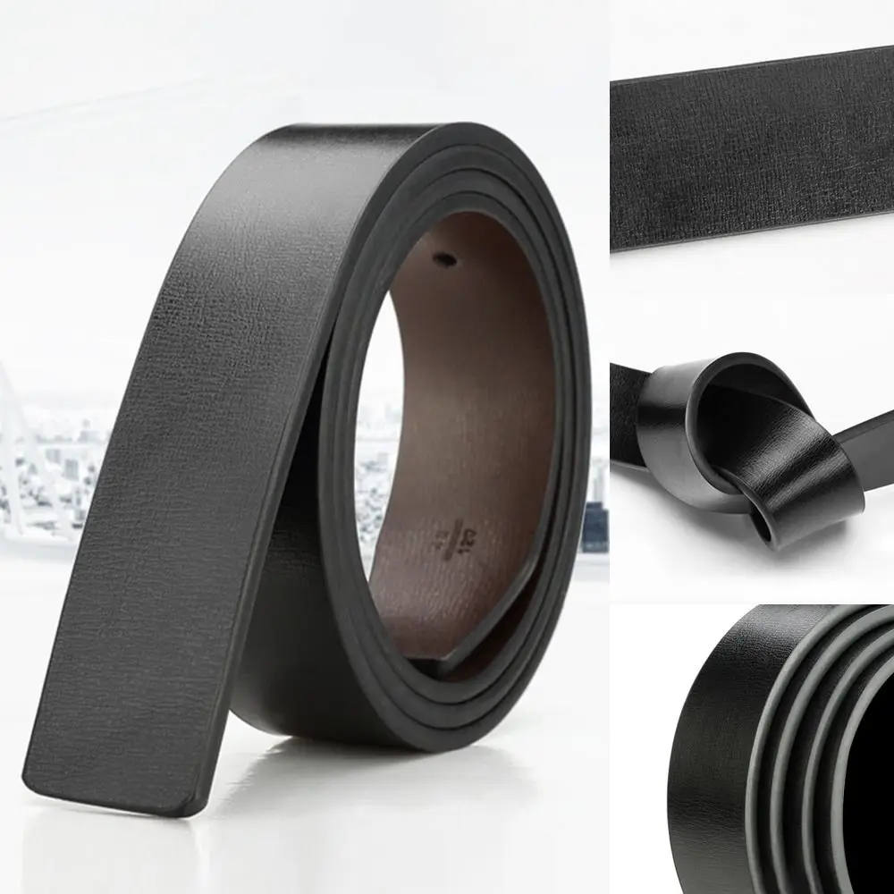Cowhide Replacement Craft DIY Classic Waistband No Buckle Girdle Genuine Leather Belt 3.3cm with Hole
