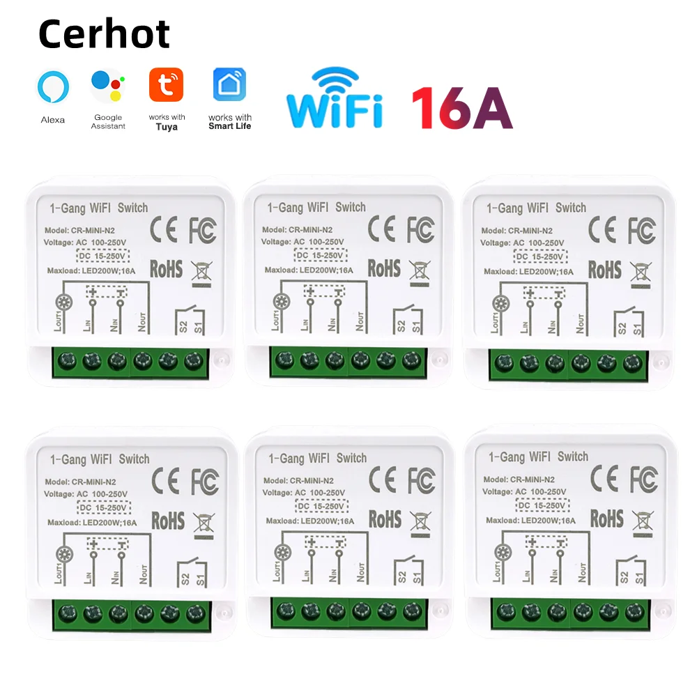 Cerhot 16A WIFI Switch Smart MINI Module DIY Home Improvement Interruptor Smart Tuya Smart life Remote Controller Wall Switches