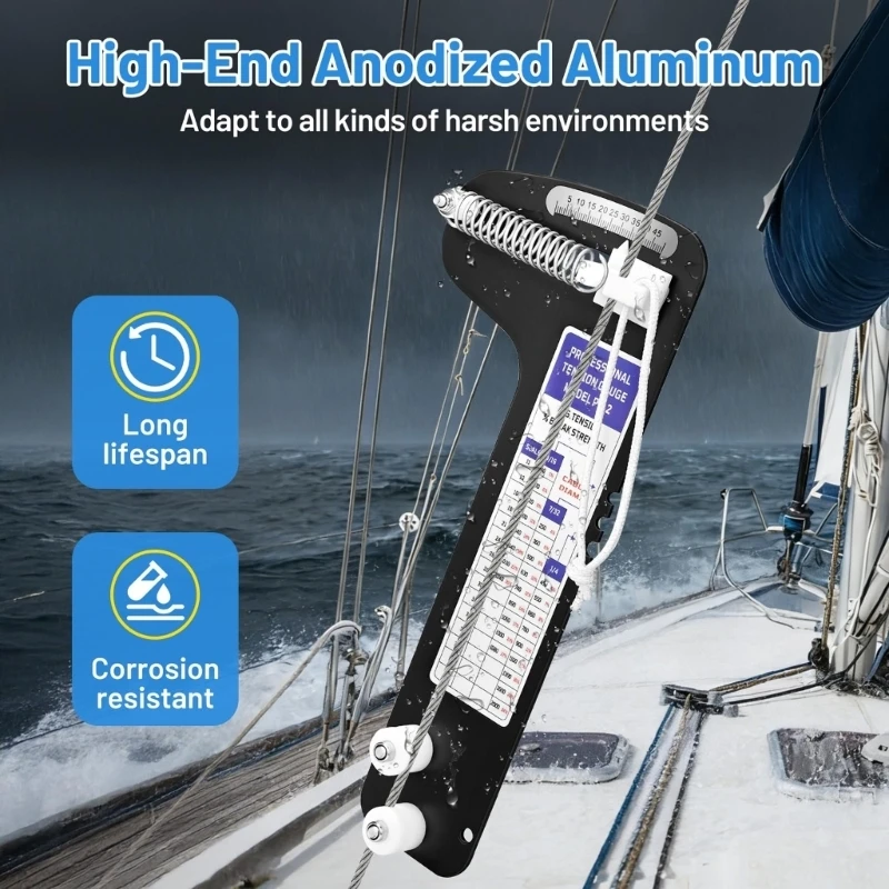 Heavy Duty Sailboats Tension Meter With Calibration Chart For Secure Rigging Adjustments And Safety Accurate Measurement