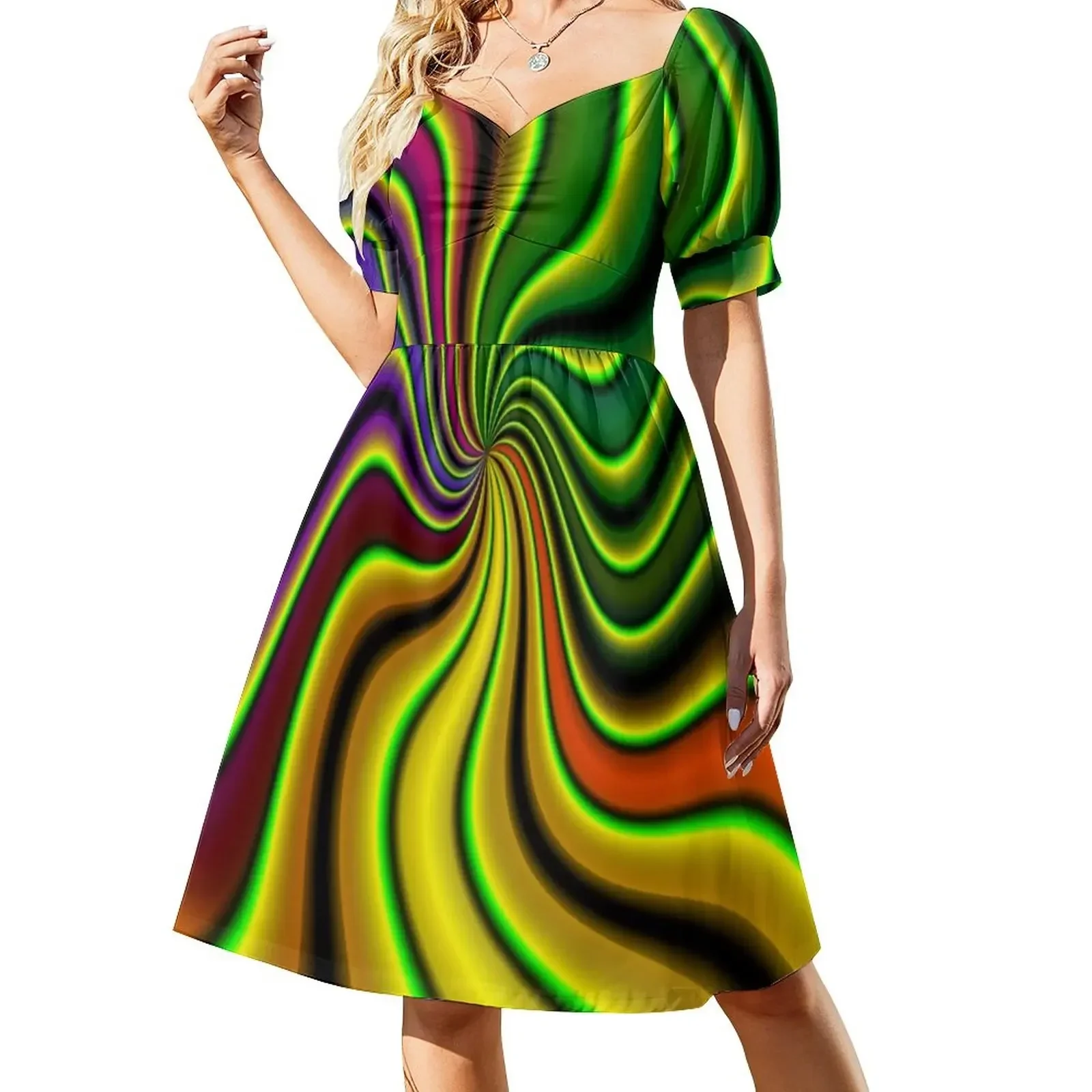 

Retro We Tripped Tie Dye 60's Hippie Style Short-Sleeved Dress luxury woman party dress Dress for girls Long