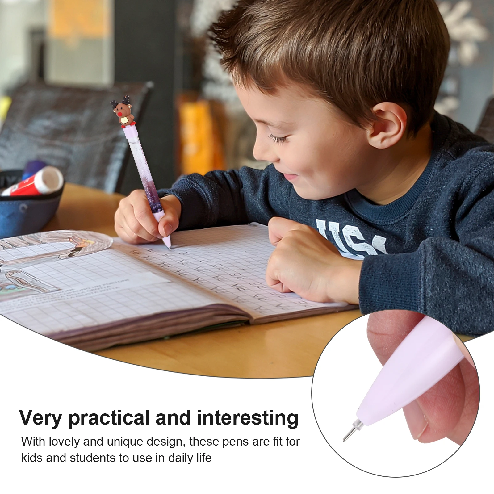 

6pcs Christmas Plastic Cartoon Ink Pens For Smooth Writing School Office Stationery Supplies Xmas Gel Pen Festival Gel Pen