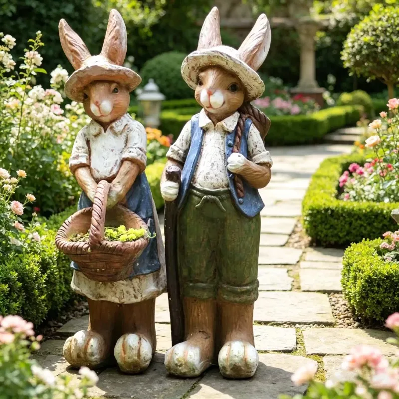 Adorable Rabbit Flower Pot Large Outdoor Garden Decor for Succulents Cute Rabbit Backpack Planter Balcony & Yard Art Ornament
