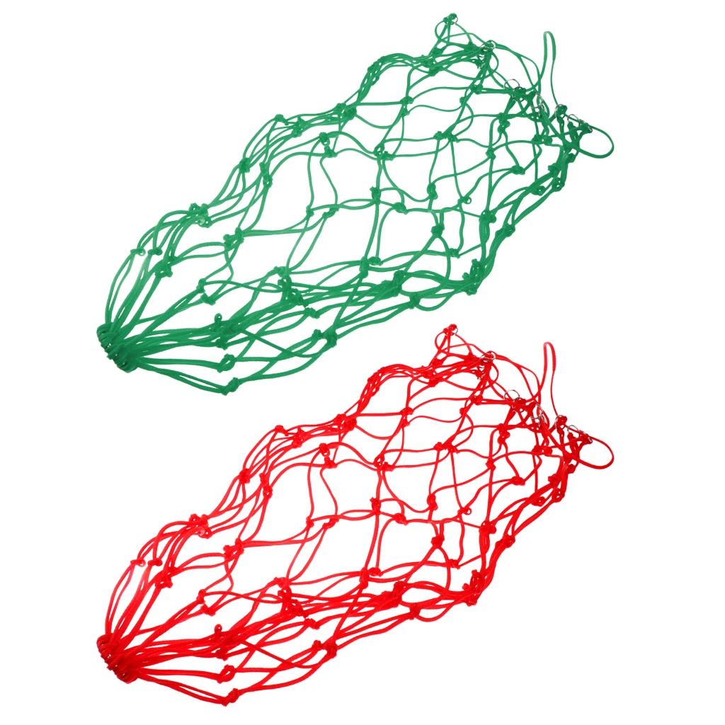 Rede de feno de malha de nylon premium durável para cavalos - vermelha / verde
