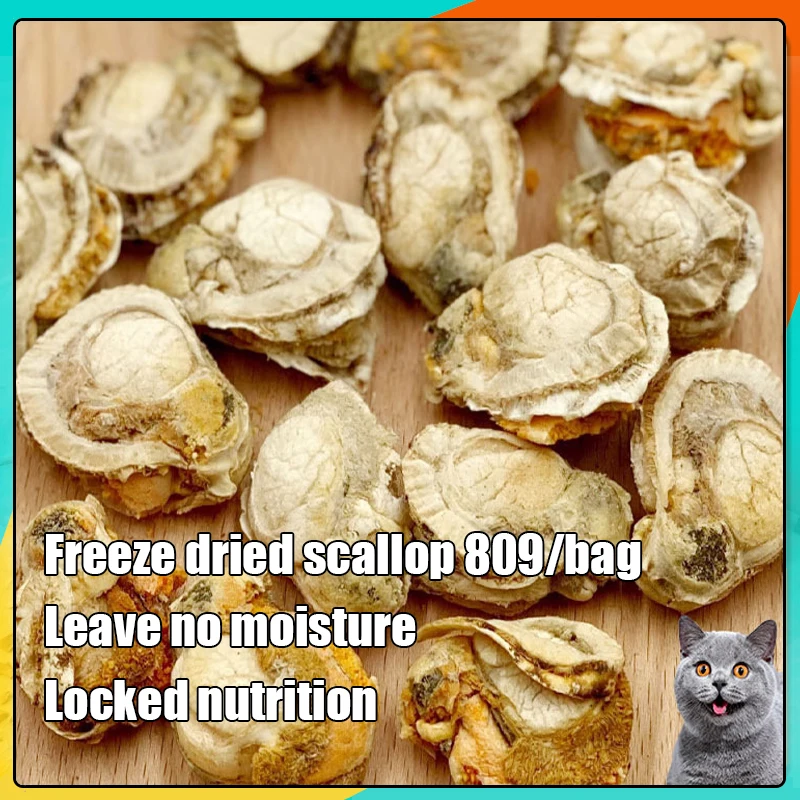 Pure meat pet freeze-dried scallop grains cat and dog general snacks reward fattening hair gills seafood calcium supplement